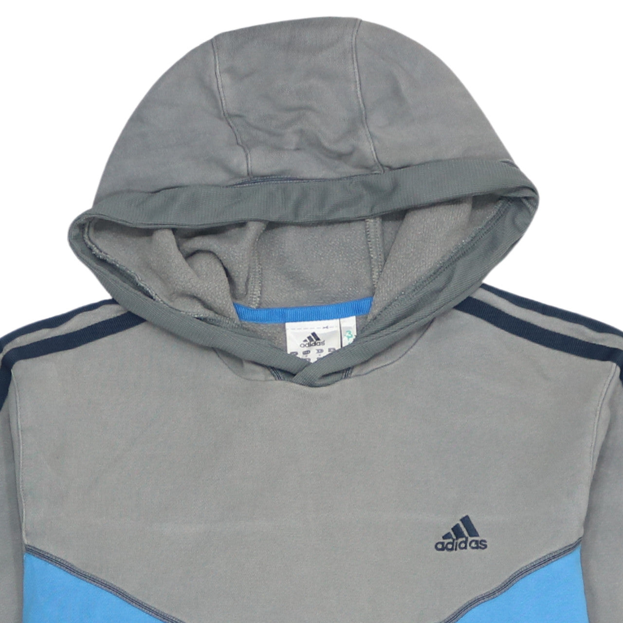 Adidas Men's Grey Blue White Pullover Hoodie Size M Sports Fleece