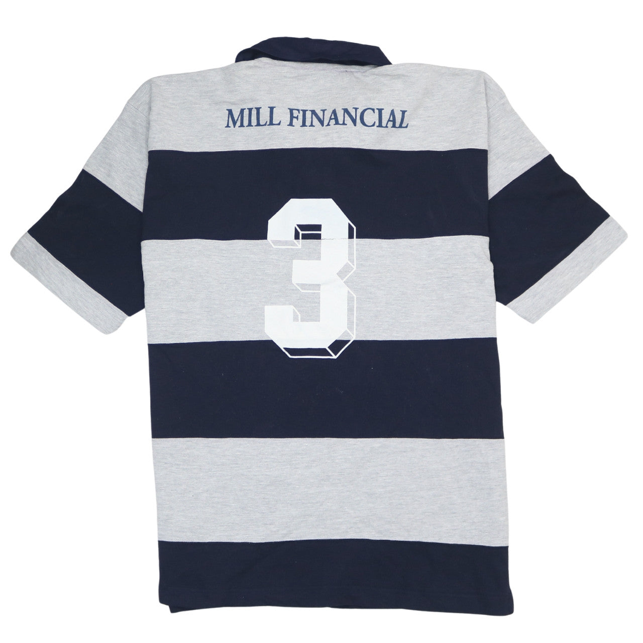 Front Row Mens Blue & Grey Striped Heavyweight Cotton Rugby Polo Shirt XL