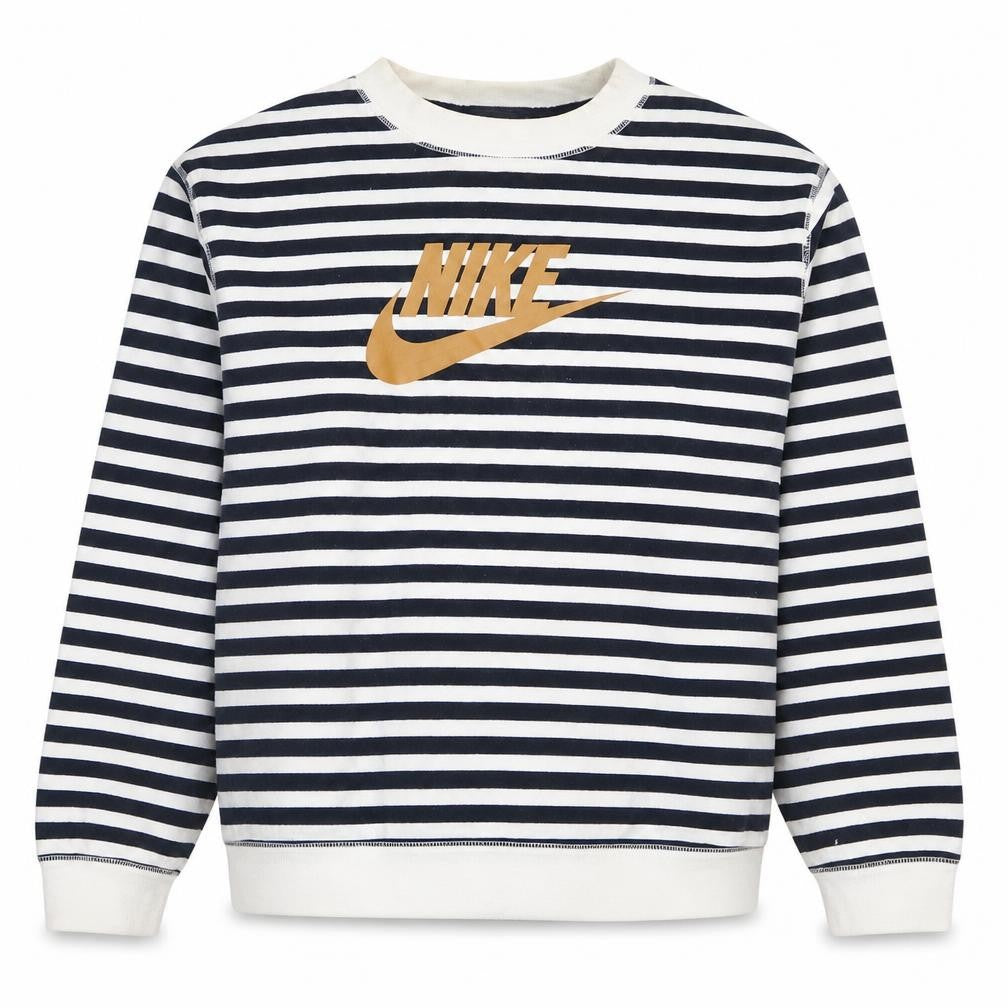 Nike Women’s Navy White Striped Logo Pullover Sweatshirt Small