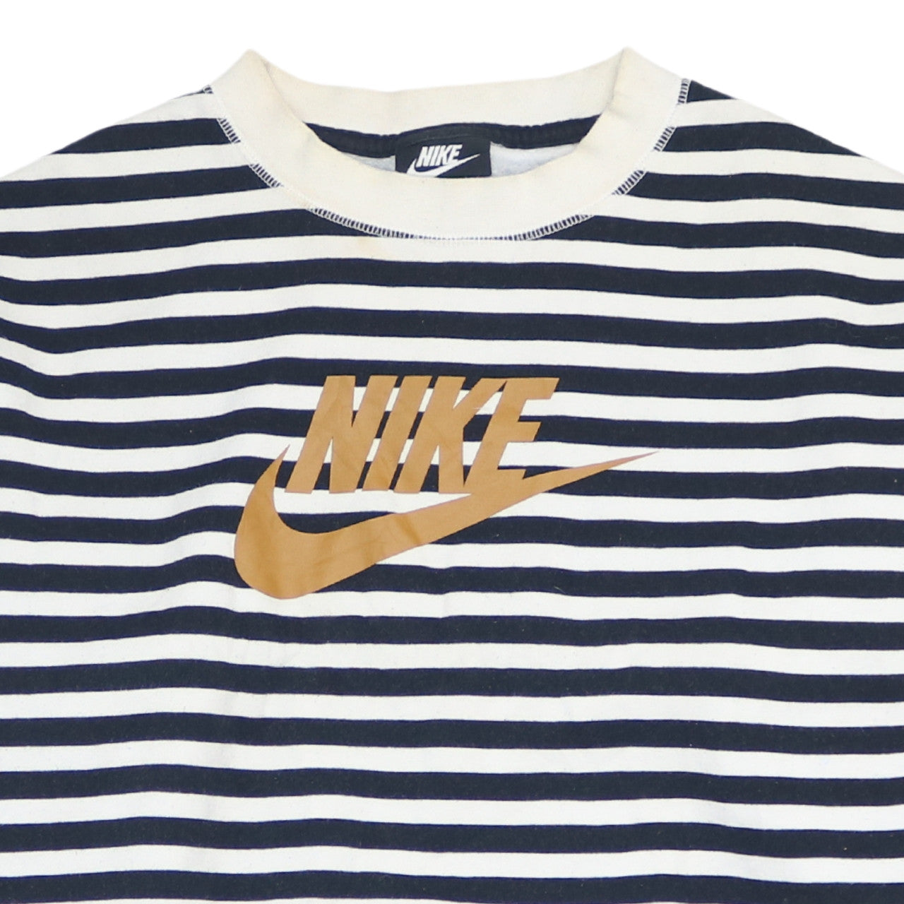 Nike Women’s Navy White Striped Logo Pullover Sweatshirt Small
