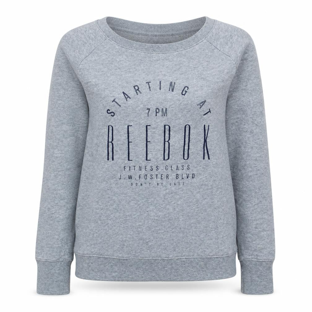 Reebok Womens Grey Cotton Blend Crew Neck Pullover Sweatshirt M