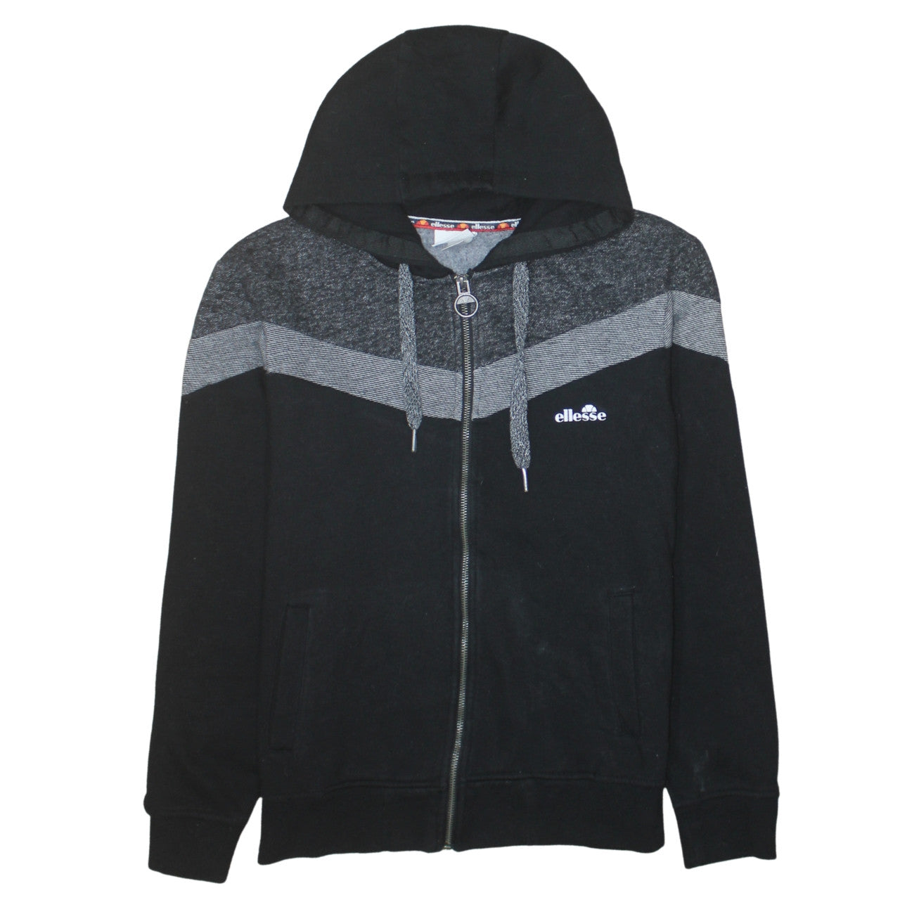 Ellesse Womens Black Full Zip Hoodie Medium Cotton Blend Sportswear