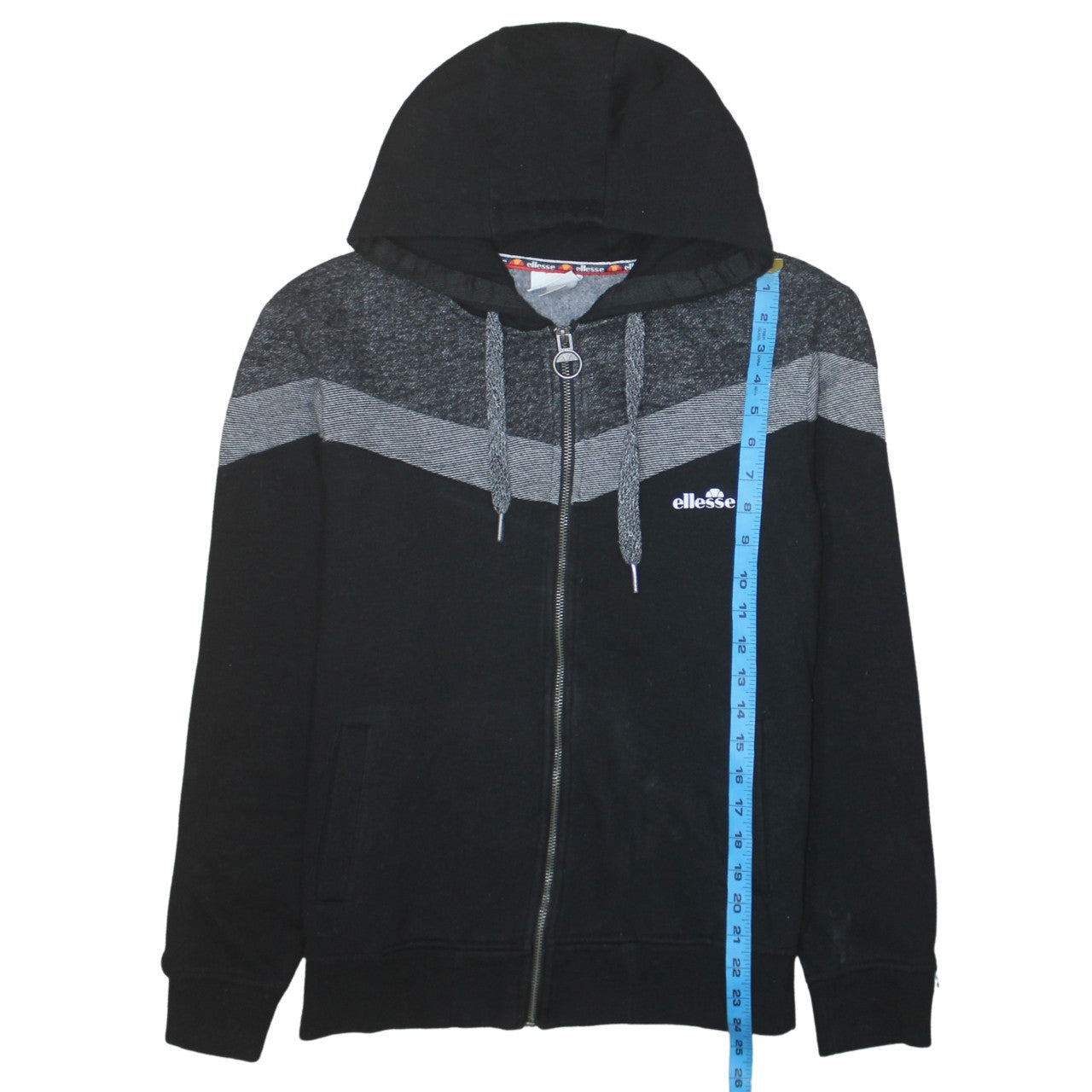 Ellesse Womens Black Full Zip Hoodie Medium Cotton Blend Sportswear