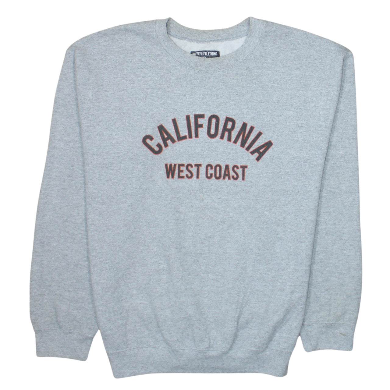 PrettyLittleThing Unisex Grey California Crew Neck Sweatshirt S