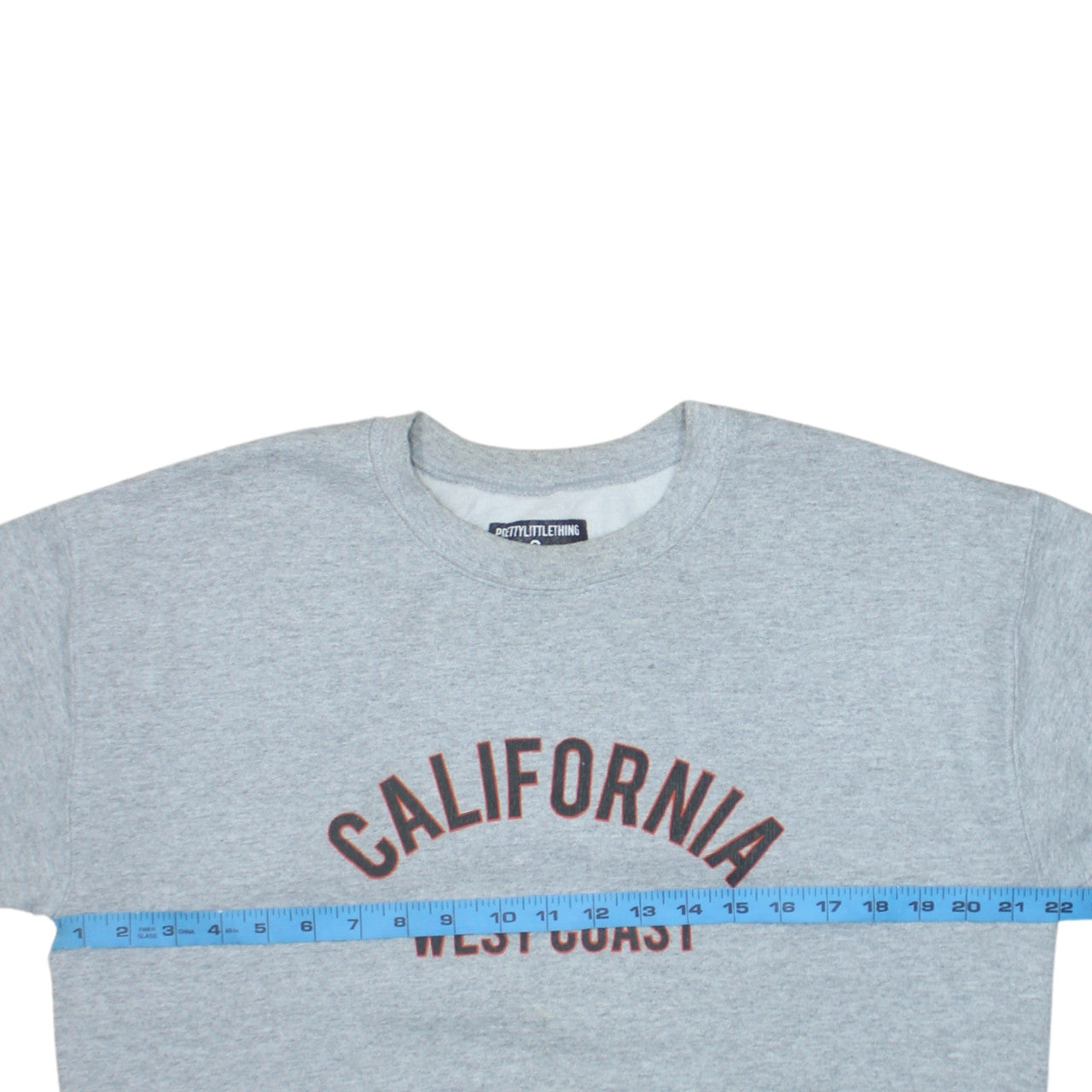 PrettyLittleThing Unisex Grey California Crew Neck Sweatshirt S