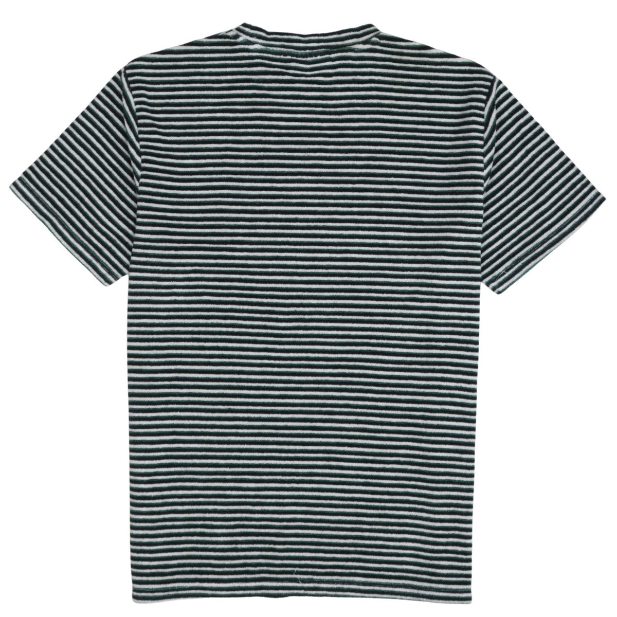Back view of Fila Men’s Green Striped Embroidered Sports T-Shirt, size S, Retro Style