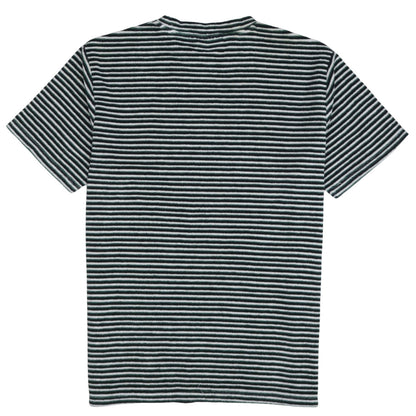 Back view of Fila Men’s Green Striped Embroidered Sports T-Shirt, size S, Retro Style