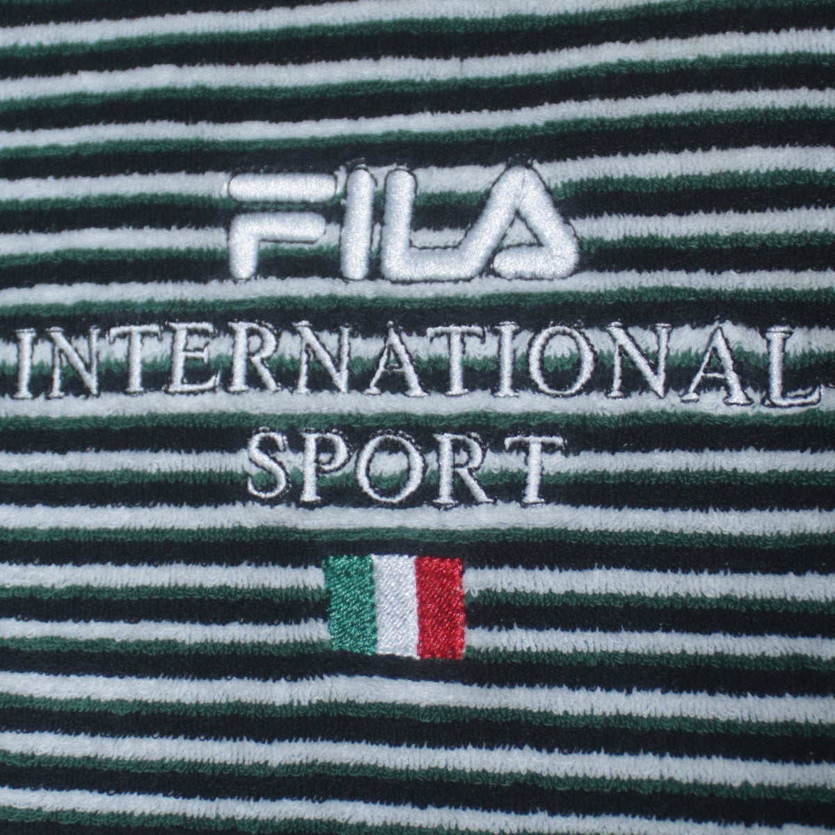 Additional view of Fila Men’s Green Striped Embroidered Sports T-Shirt, size S, Retro Style