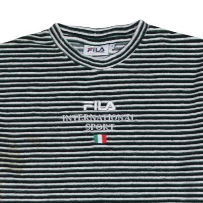 Additional view of Fila Men’s Green Striped Embroidered Sports T-Shirt, size S, Retro Style