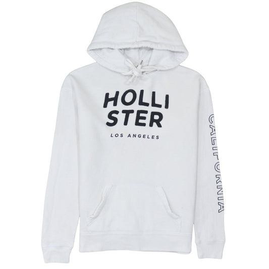 Hollister Men’s White Pullover Graphic Hoodie M Regular Fit