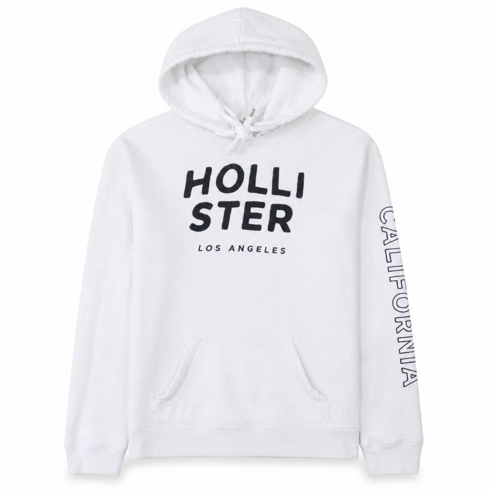 Hollister Men’s White Pullover Graphic Hoodie M Regular Fit