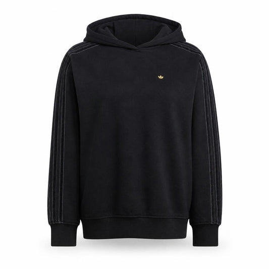 Adidas Women Black Pullover Hoodie Size 8 Relaxed Fit Casual Sweatshirt