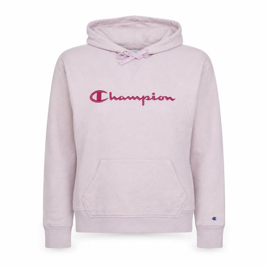 Champion Womens Pink Pullover Hoodie L Embroidered Logo Cotton Blend