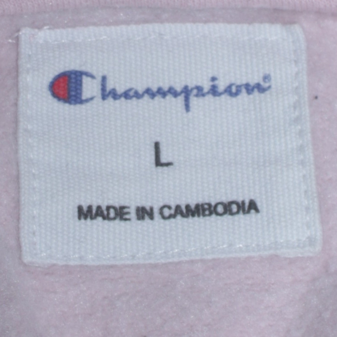 Champion Womens Pink Pullover Hoodie L Embroidered Logo Cotton Blend