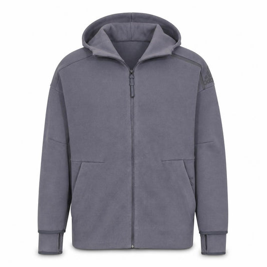 Adidas Men's Grey Full Zip Hoodie Size S Regular Fit Sportswear