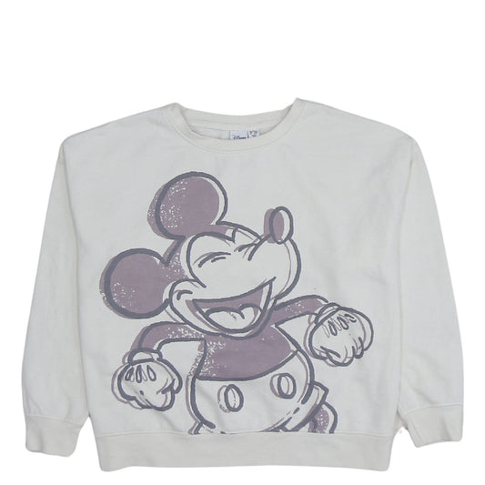 Disney Women White Mickey Mouse Pullover Sweatshirt Size L 14/16