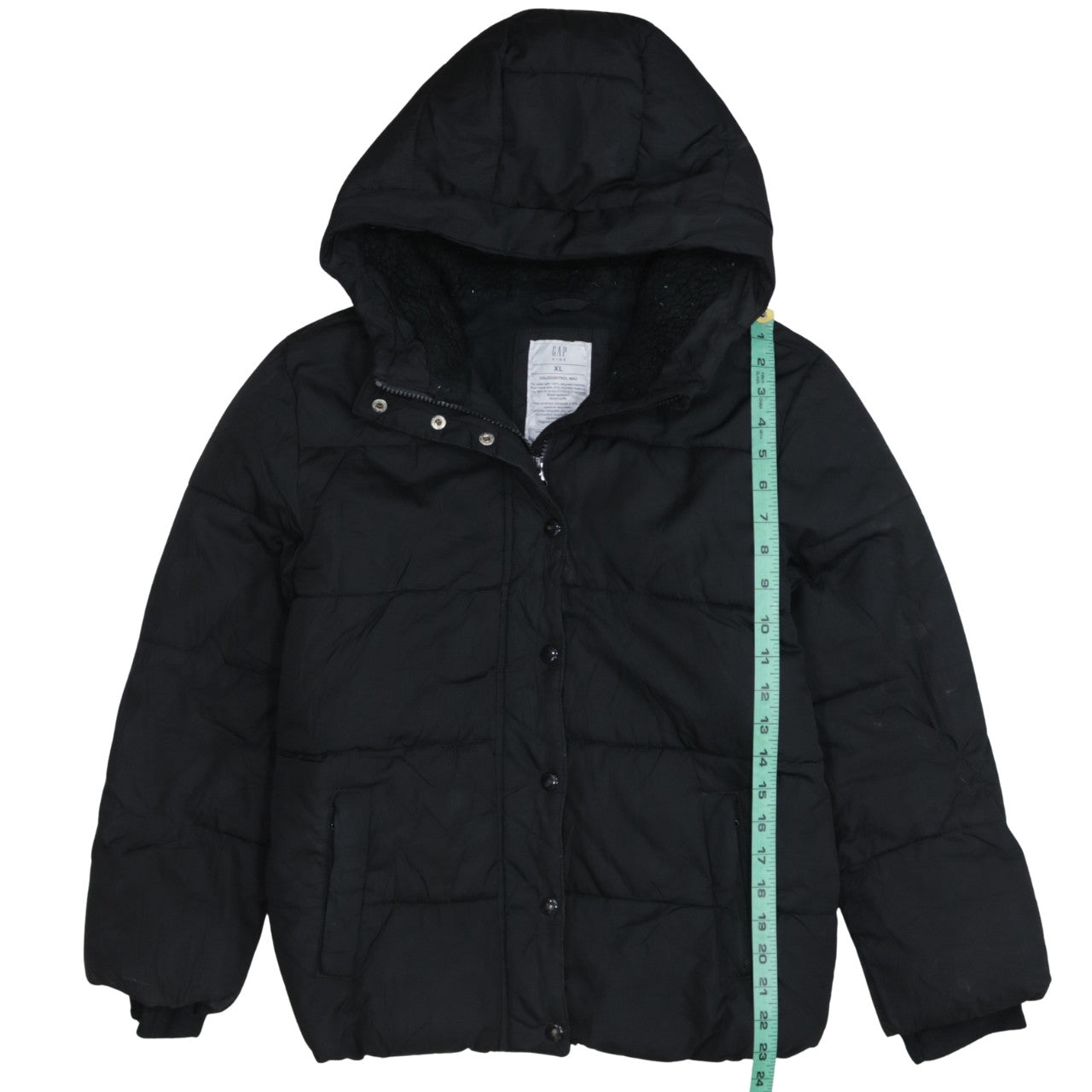GAP Kids Boys Black XL ColdControl Max Hooded Puffer Jacket Winter Coat
