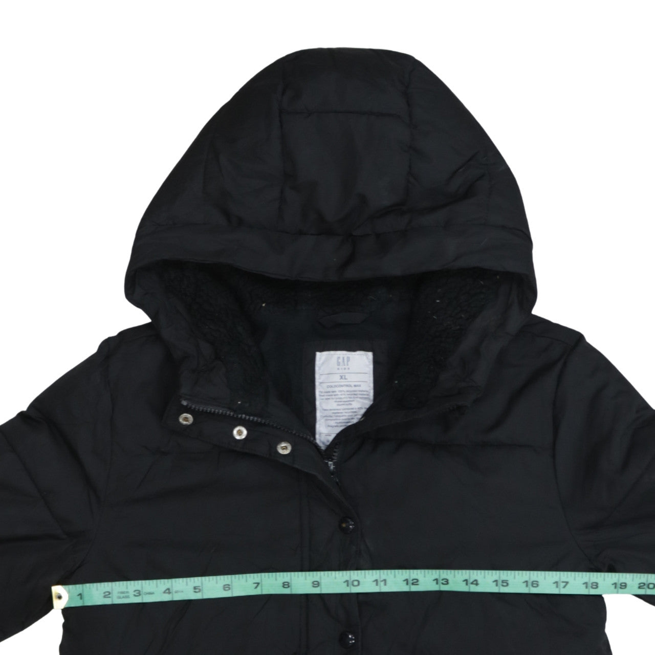 GAP Kids Boys Black XL ColdControl Max Hooded Puffer Jacket Winter Coat