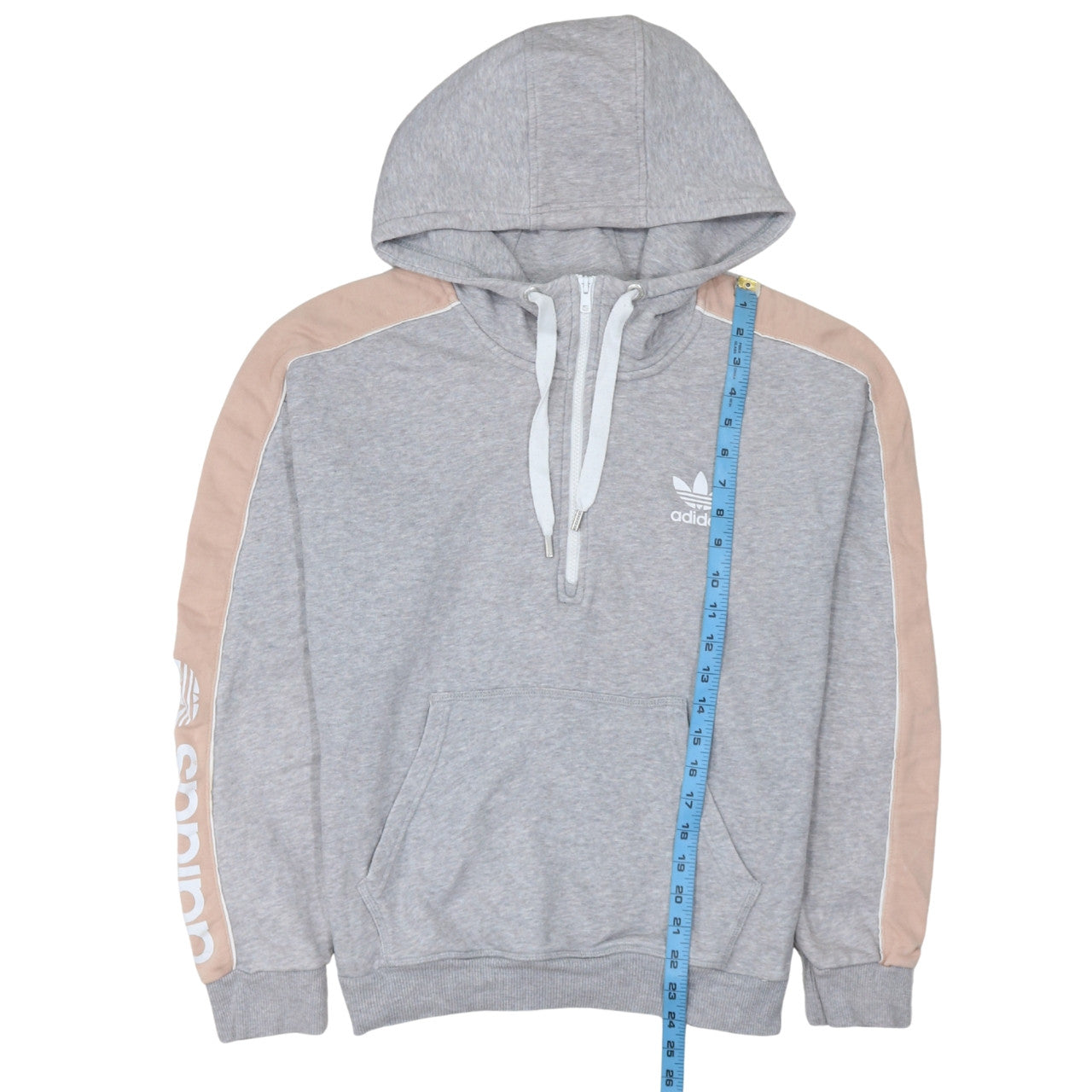 adidas Womens Grey 1/2 Zip Hooded Sweatshirt Size 12 Regular