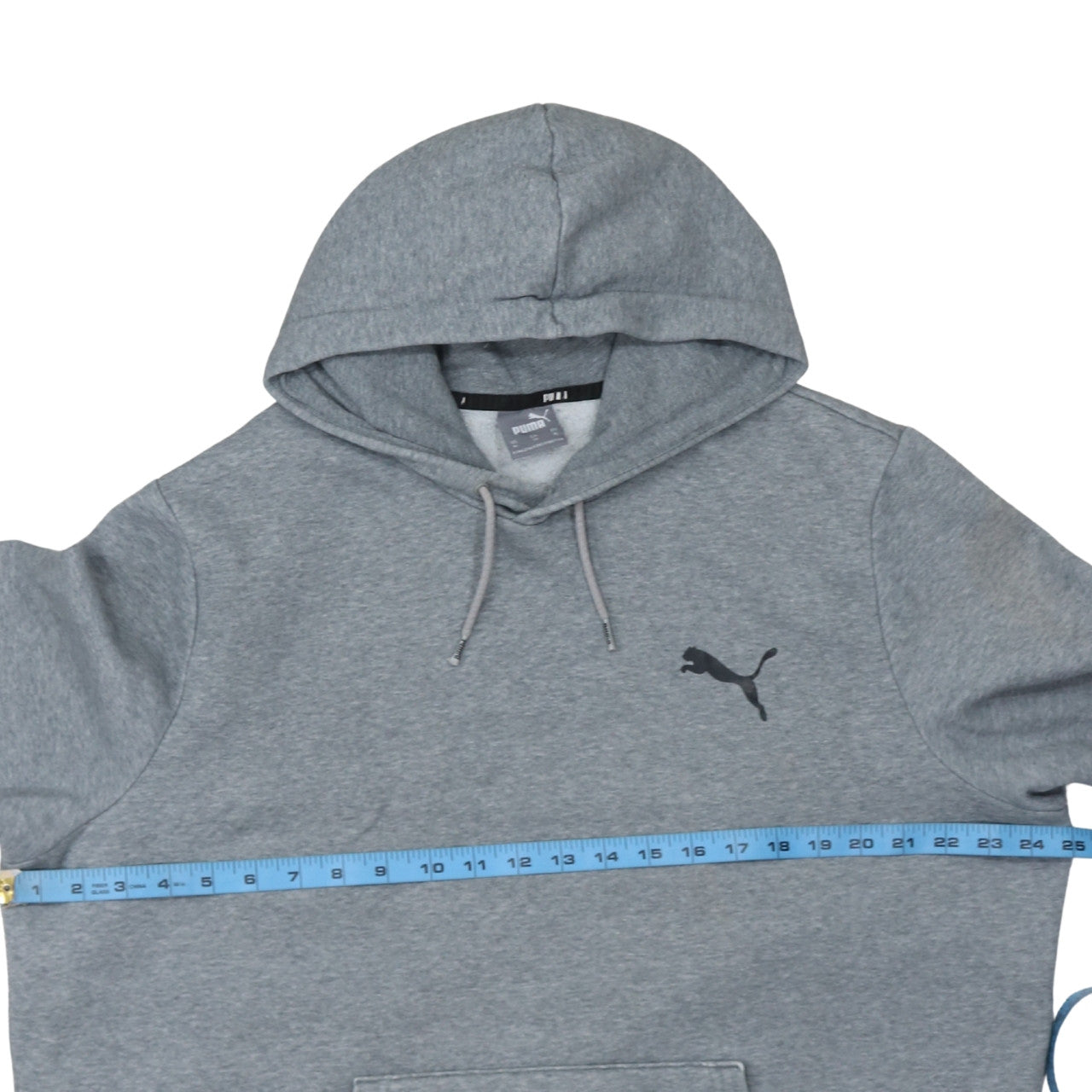 Puma Men's Grey XL Pullover Hoodie with Logo and Kangaroo Pocket