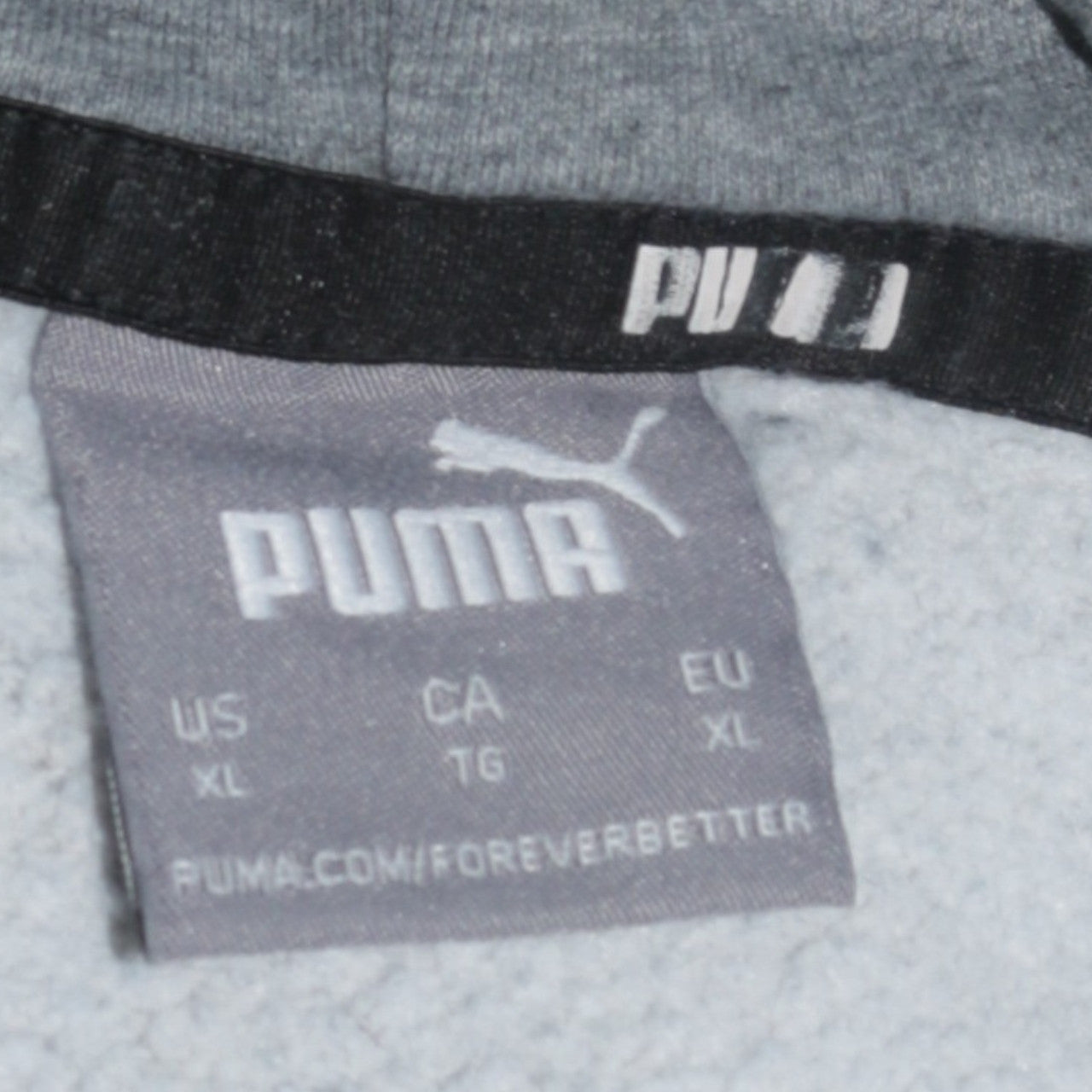 Puma Men's Grey XL Pullover Hoodie with Logo and Kangaroo Pocket
