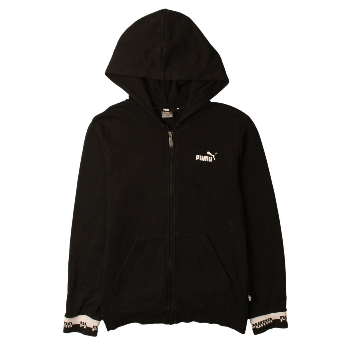 Puma Boys Black Full Zip Hoodie 13-14 Years 164cm Logo Design