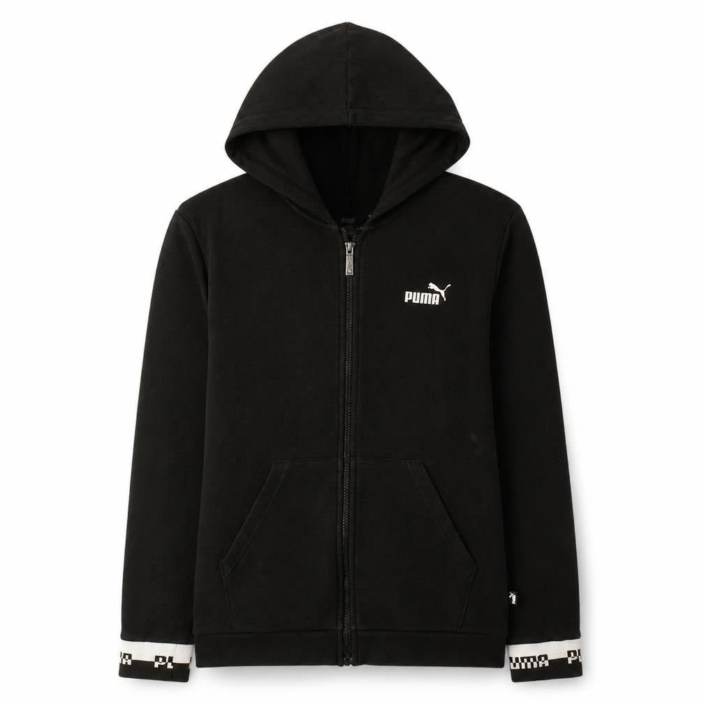 Puma Boys Black Full Zip Hoodie 13-14 Years 164cm Logo Design