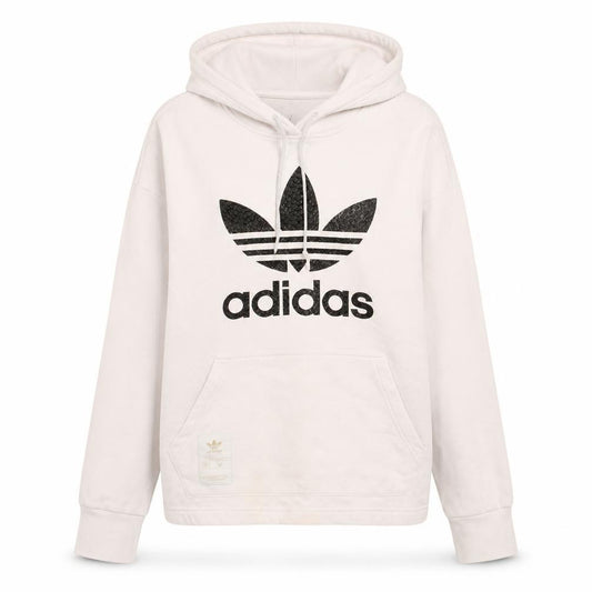 Adidas Women White Hoodie UK 10 Pullover Hooded Sweatshirt