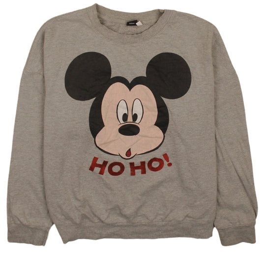 Disney Women Grey Mickey Mouse Christmas Sweatshirt XL