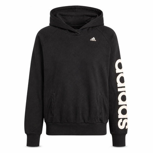 Adidas Womens Black Small Pullover Hoodie with Logo Sleeve Climalite