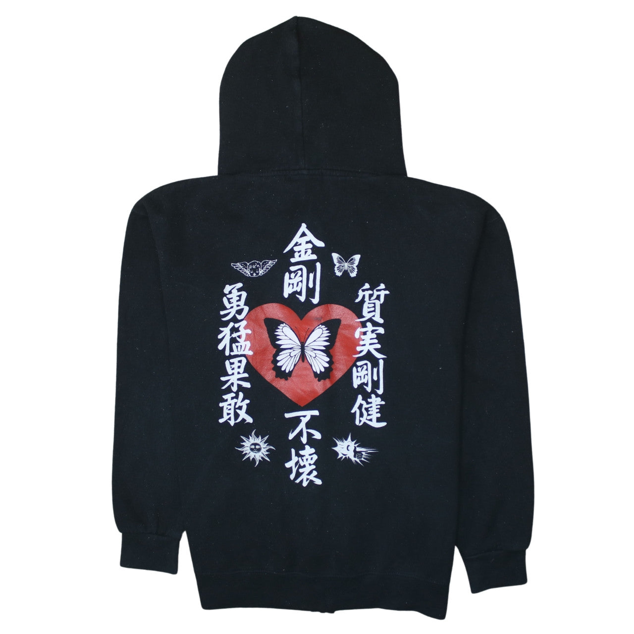 New Girl Order Womens Black Graphic Full Zip Hoodie Size 12