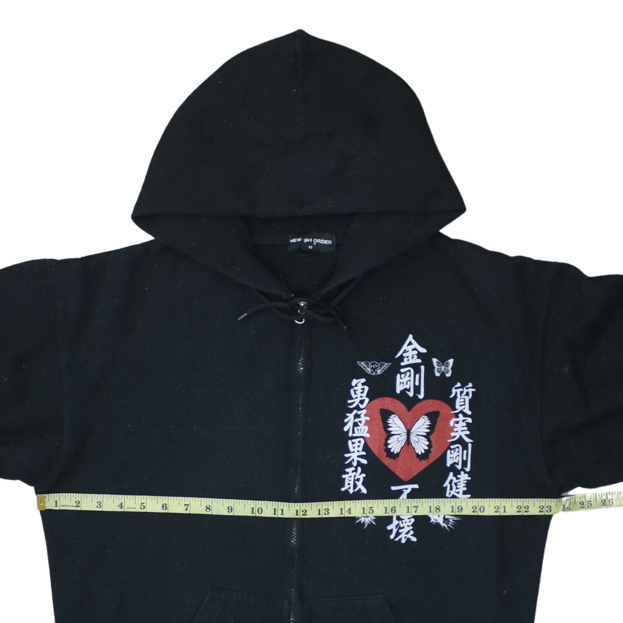 New Girl Order Womens Black Graphic Full Zip Hoodie Size 12