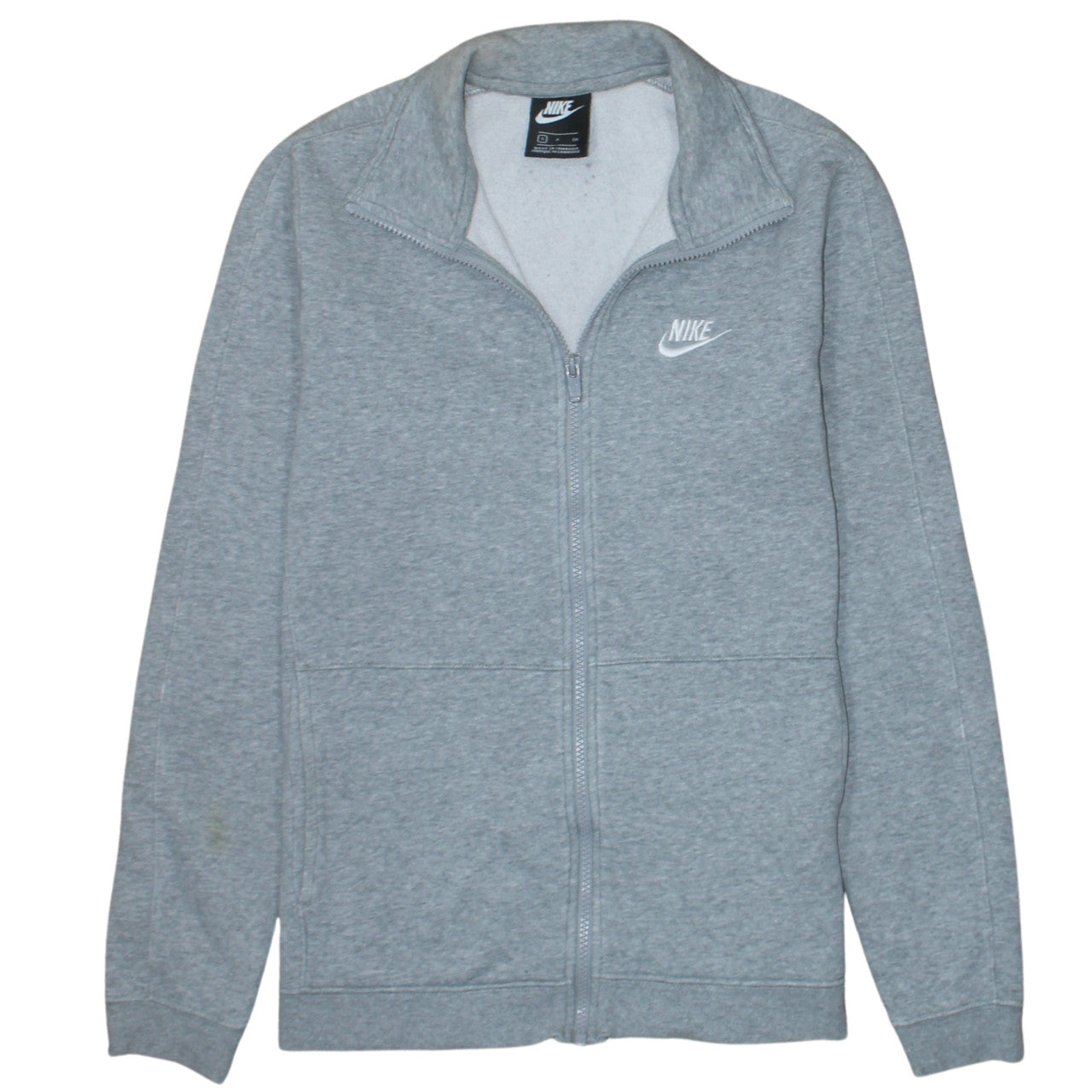 Nike Men's Grey Full Zip Cotton Fleece Sweatshirt Small