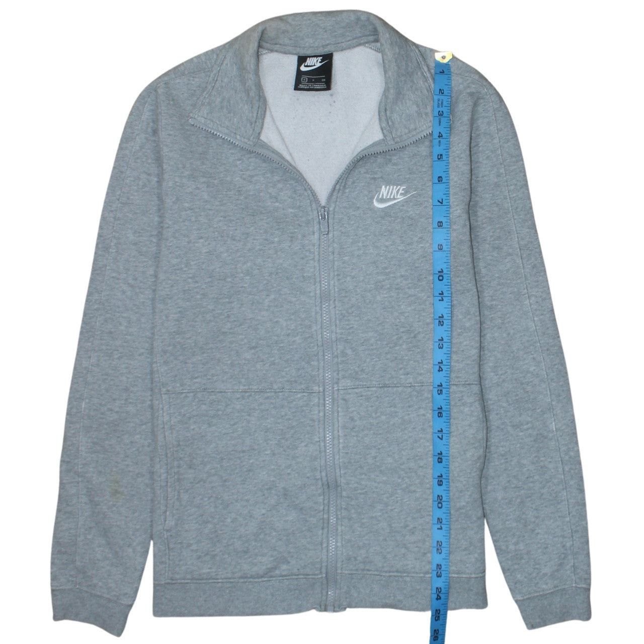 Nike Men's Grey Full Zip Cotton Fleece Sweatshirt Small
