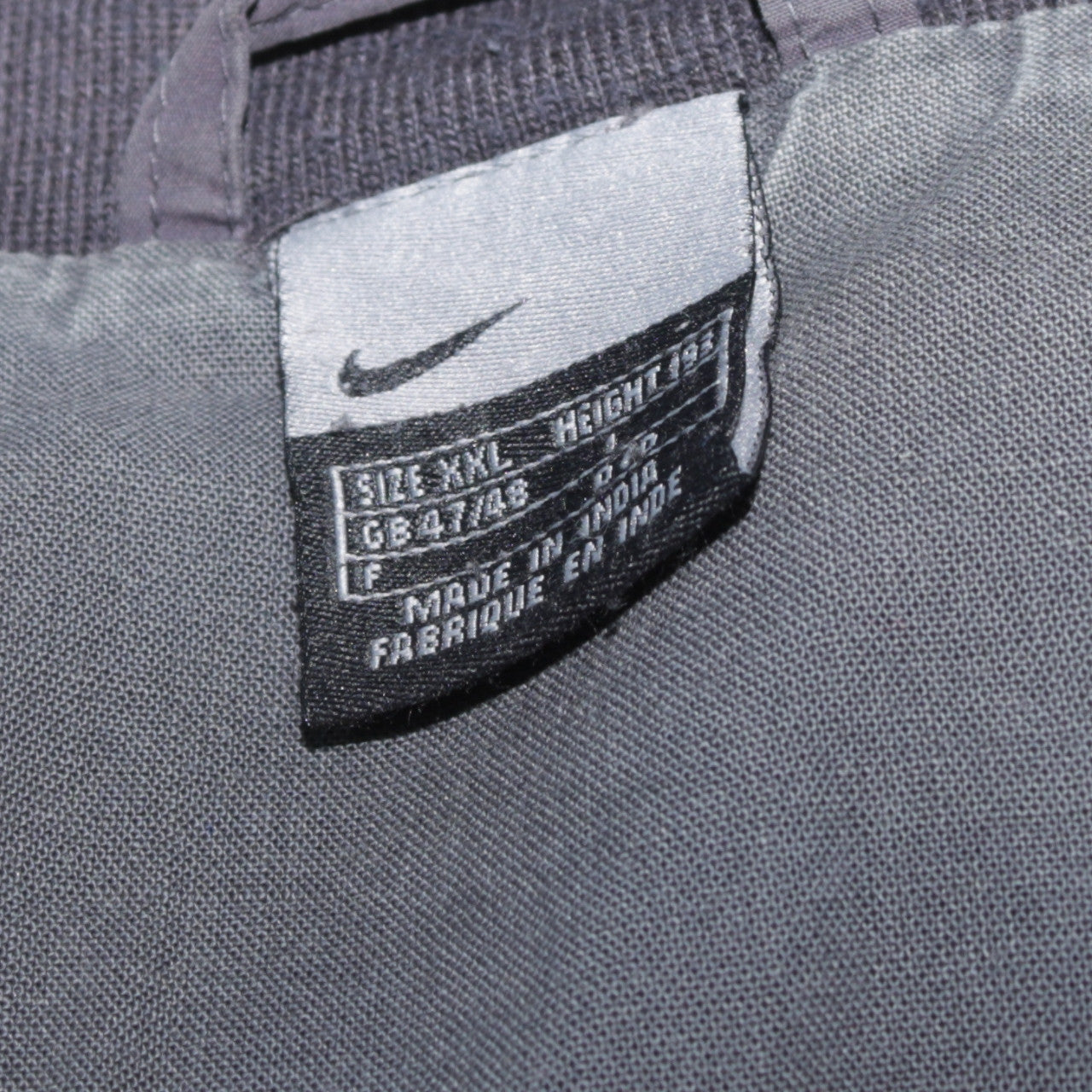 Nike Men's Grey 2XL Basic Zip Jacket Cotton Nylon Lined