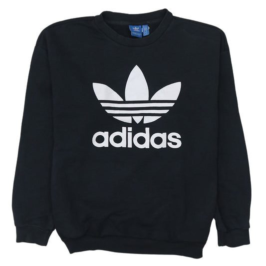 Adidas Womens Black Crew Neck Pullover Sweatshirt Size XS Classic Logo