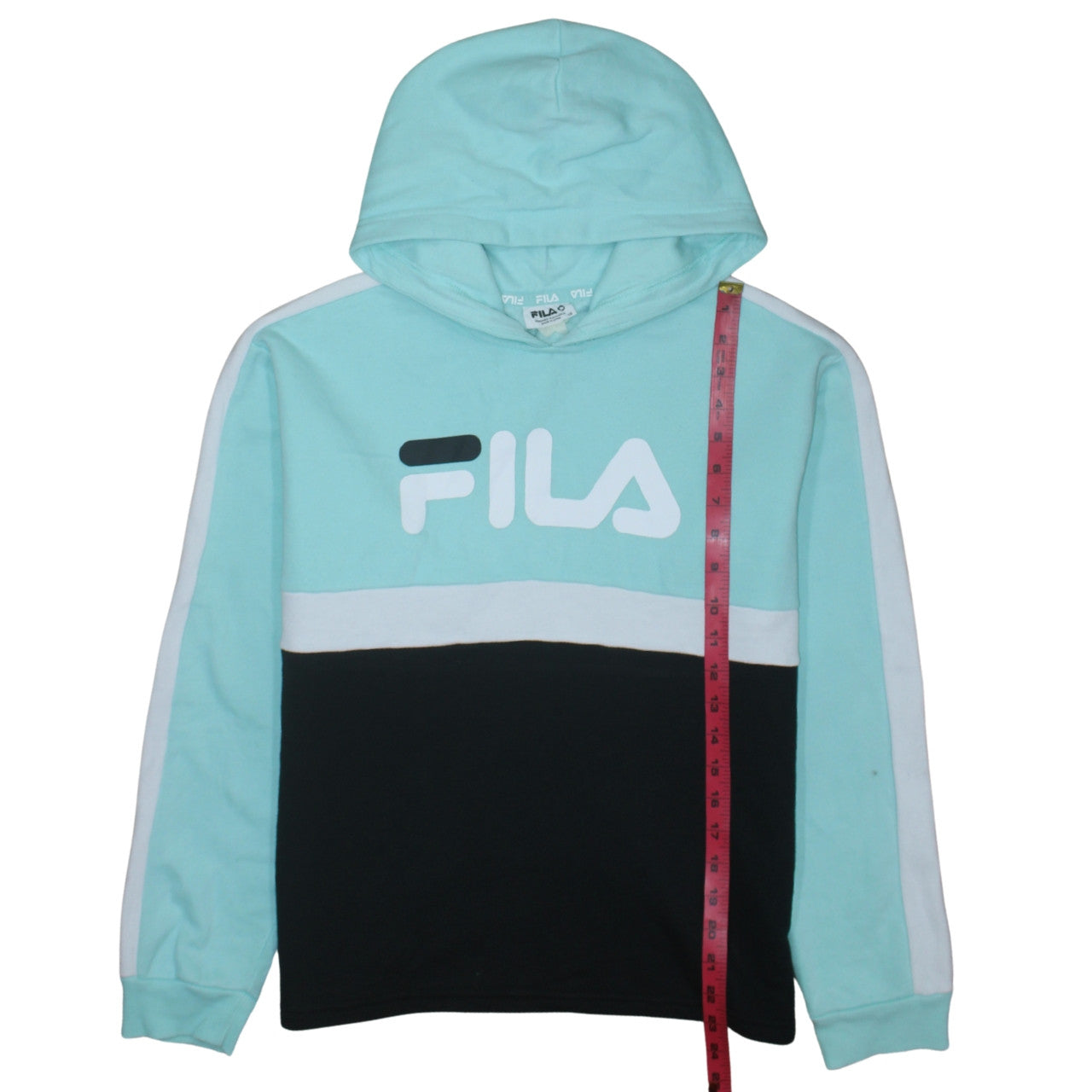 Fila Womens Mint Blue Colourblock Pullover Hoodie Size 16