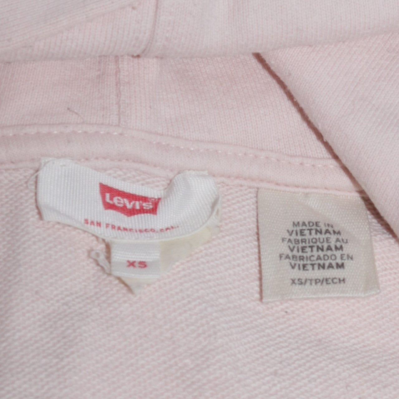 Levi's Women's Pink XS Pullover Hoodie Logo Cotton Sweatshirt