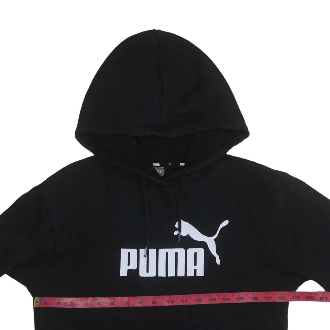 Puma Mens Black Small Pullover Hoodie Fleece Logo Sweatshirt