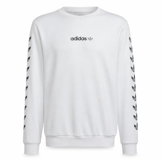 adidas Mens White XS Pullover Sweatshirt Crew Neck Logo Graphic Print
