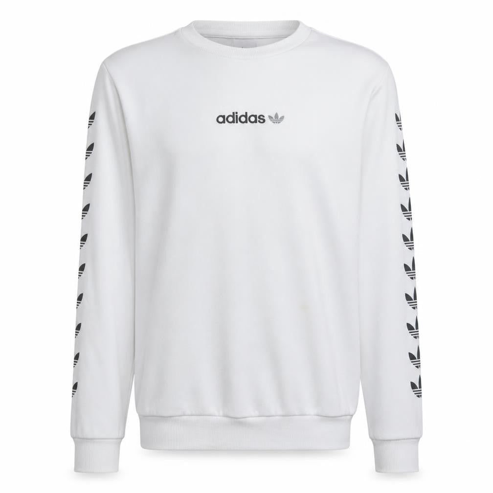 adidas Mens White XS Pullover Sweatshirt Crew Neck Logo Graphic Print