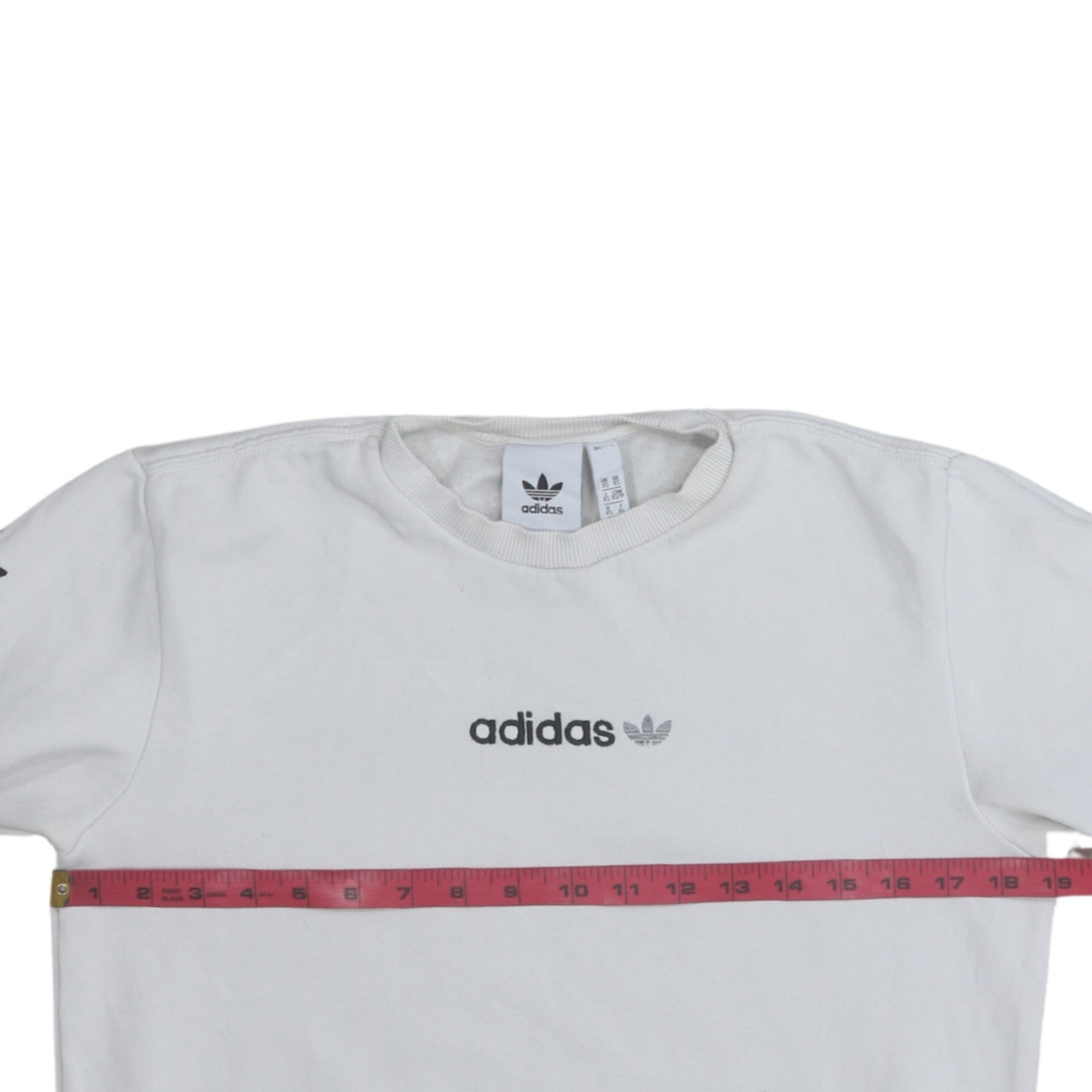 adidas Mens White XS Pullover Sweatshirt Crew Neck Logo Graphic Print