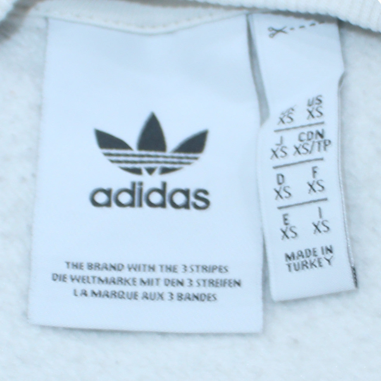 adidas Mens White XS Pullover Sweatshirt Crew Neck Logo Graphic Print