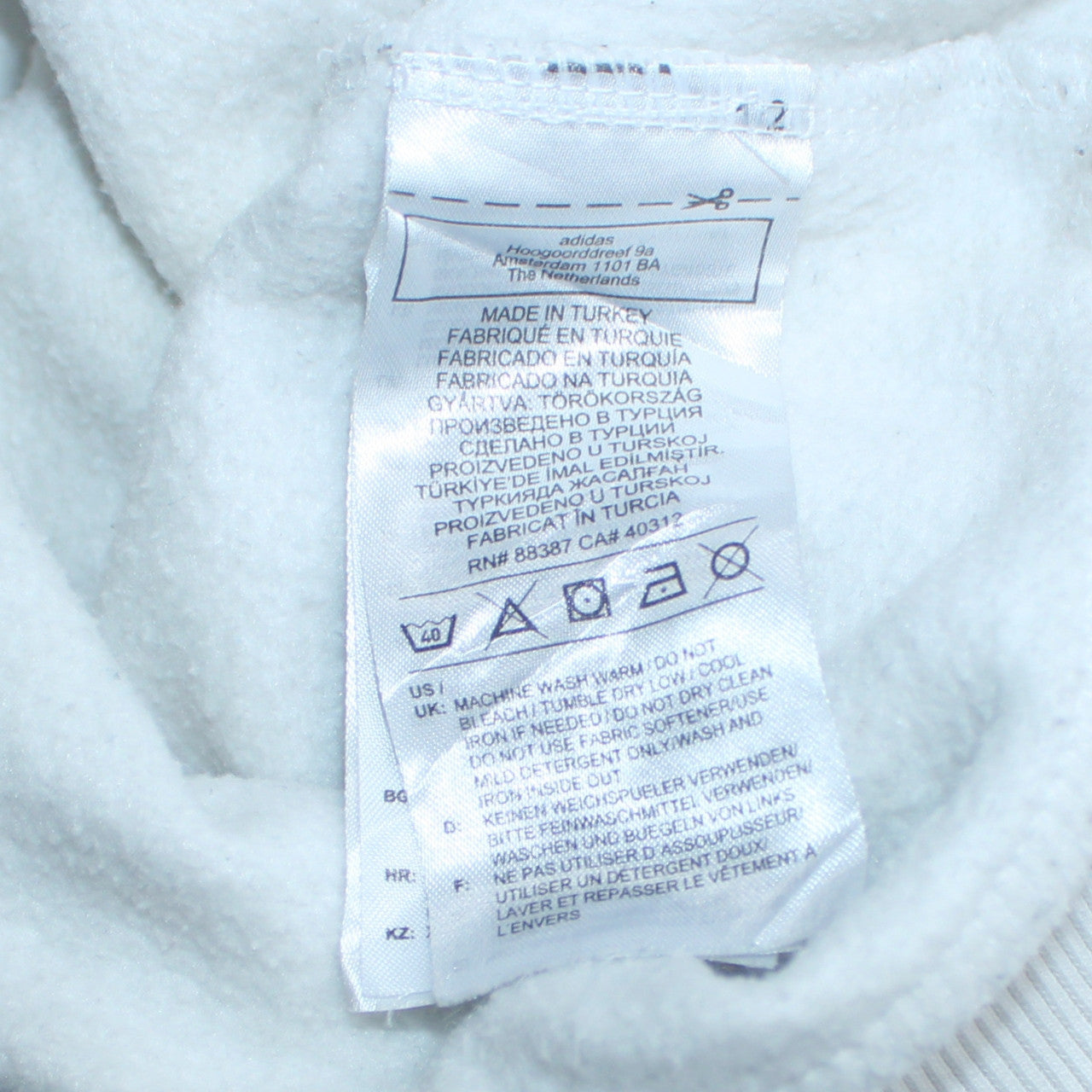 adidas Mens White XS Pullover Sweatshirt Crew Neck Logo Graphic Print