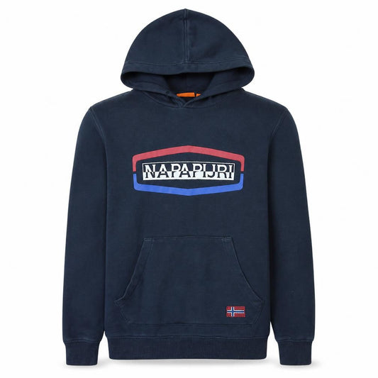 Napapijri Men's Blue Logo Pullover Hoodie Size M