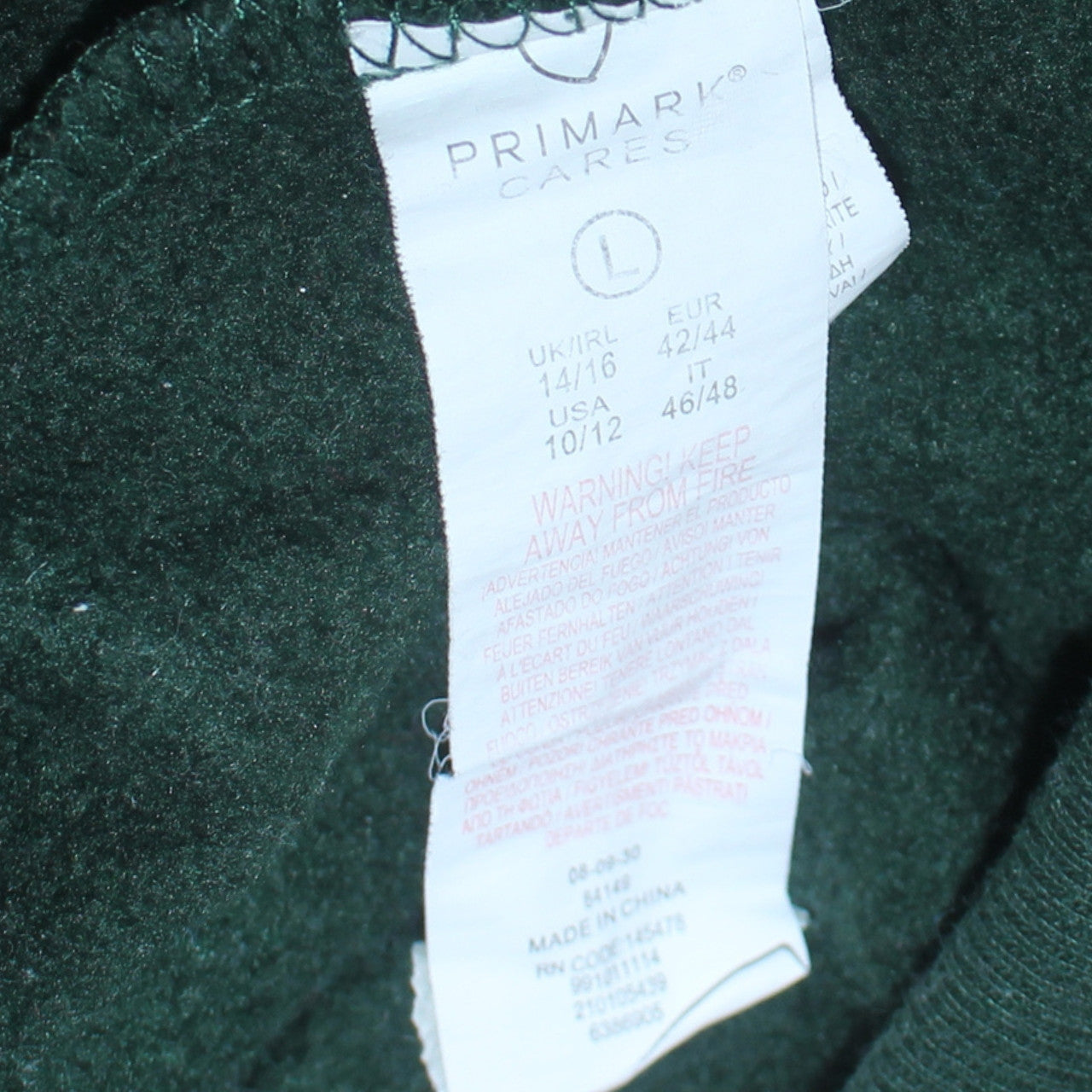 Disney Primark Cares Women's Green Pullover Hoodie Size L 14/16