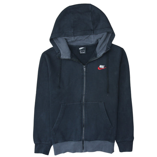 Nike Men’s Black Full Zip Hoodie S Fleece Cotton Logo Sportswear