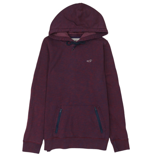 Hollister Men’s Red Pullover Hoodie Size S Logo Zip Pocket Sweatshirt