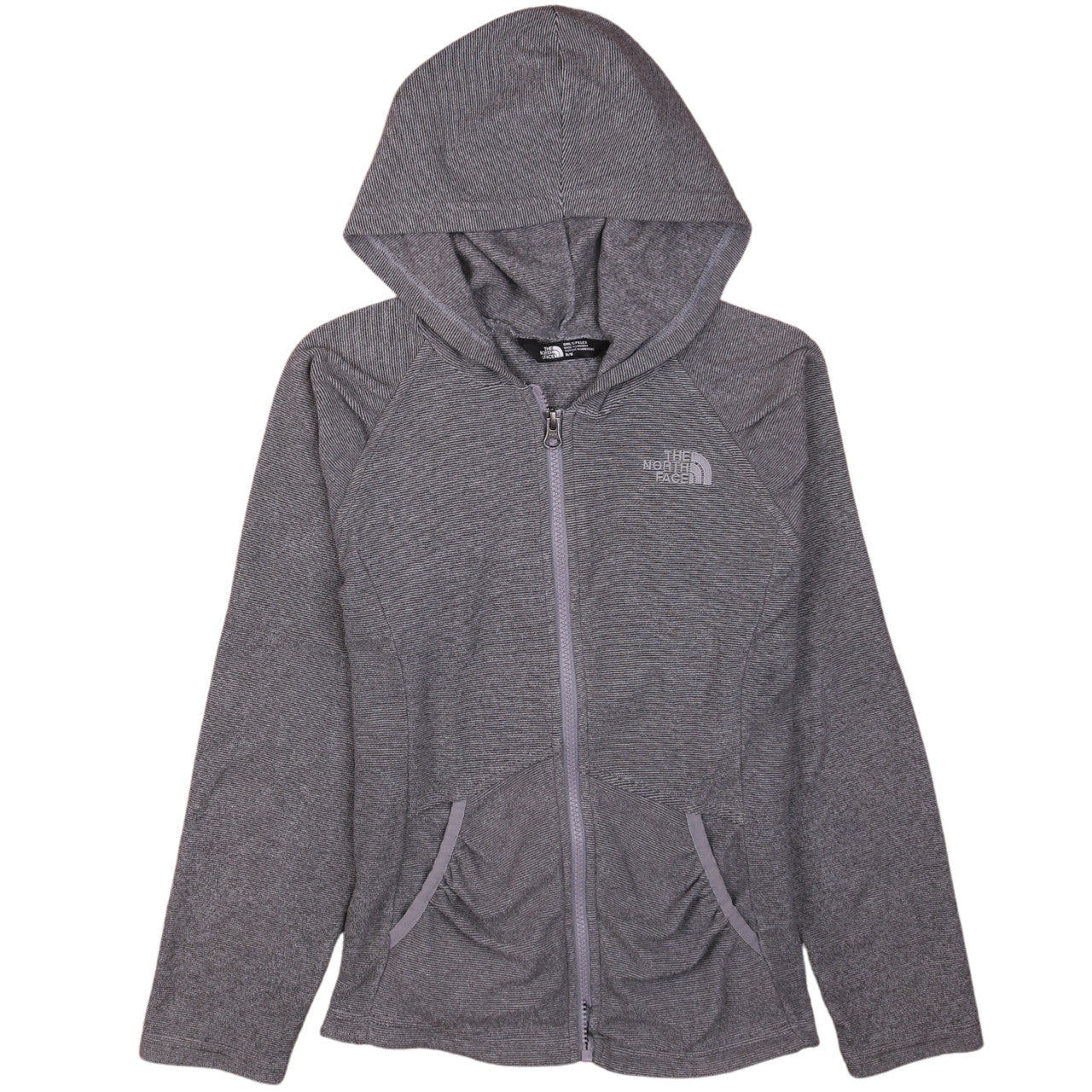 The North Face Girls Grey Hooded Full Zip Fleece Jacket Size M