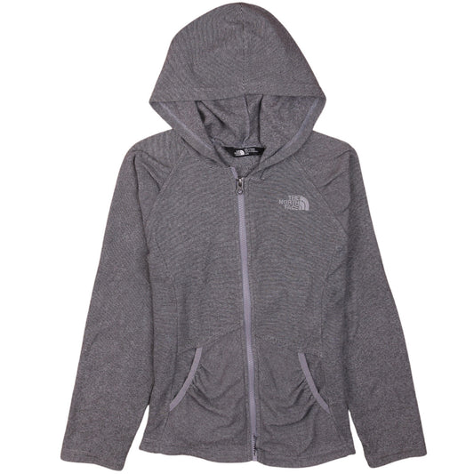 The North Face Girls Grey Hooded Full Zip Fleece Jacket Size M